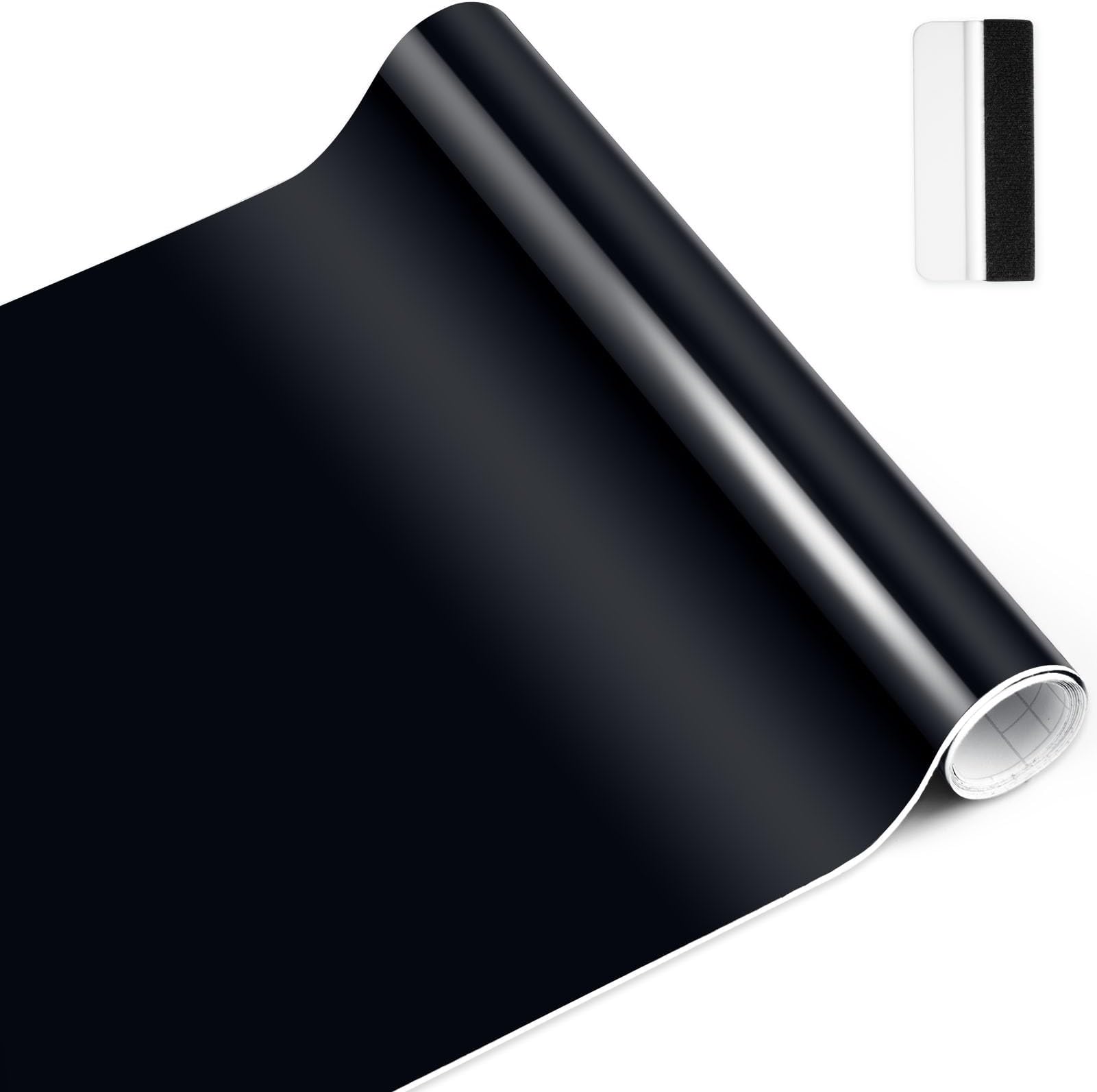 Jimwey Gloss Black Carbon Fiber Vinyl Wrap for Cars Vehicle Auto 1ft x 5ft with Air Release, Free Tool - Squeegee, Car Wrap Vinyl Roll, Vinilo para Autos, Fibra De Carbono para Carro