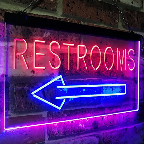 Advpro Restroom Arrow Point To Left Toilet Dual Color Led Neon Sign Blue & Red 16" X 12" St6S43-J2685-Br #TOP2