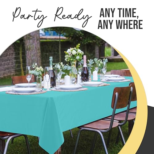 Image of Exquisite Blue Rectangle Tablecloth 54 inchx108 inch - 48 Pack | Plastic Tablecloth, Disposable Table Covers Rectangle for Parties, Weddings, Holidays & Party Supplies