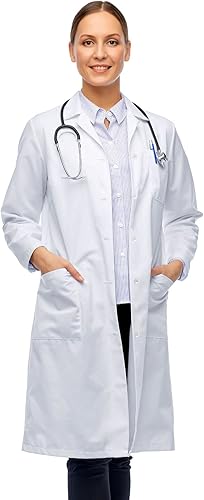 Professional Lab Coat for Women & Men, White Unisex Labcoat, Cotton Poly Medical Doctor Nurse Med Laboratory Coat