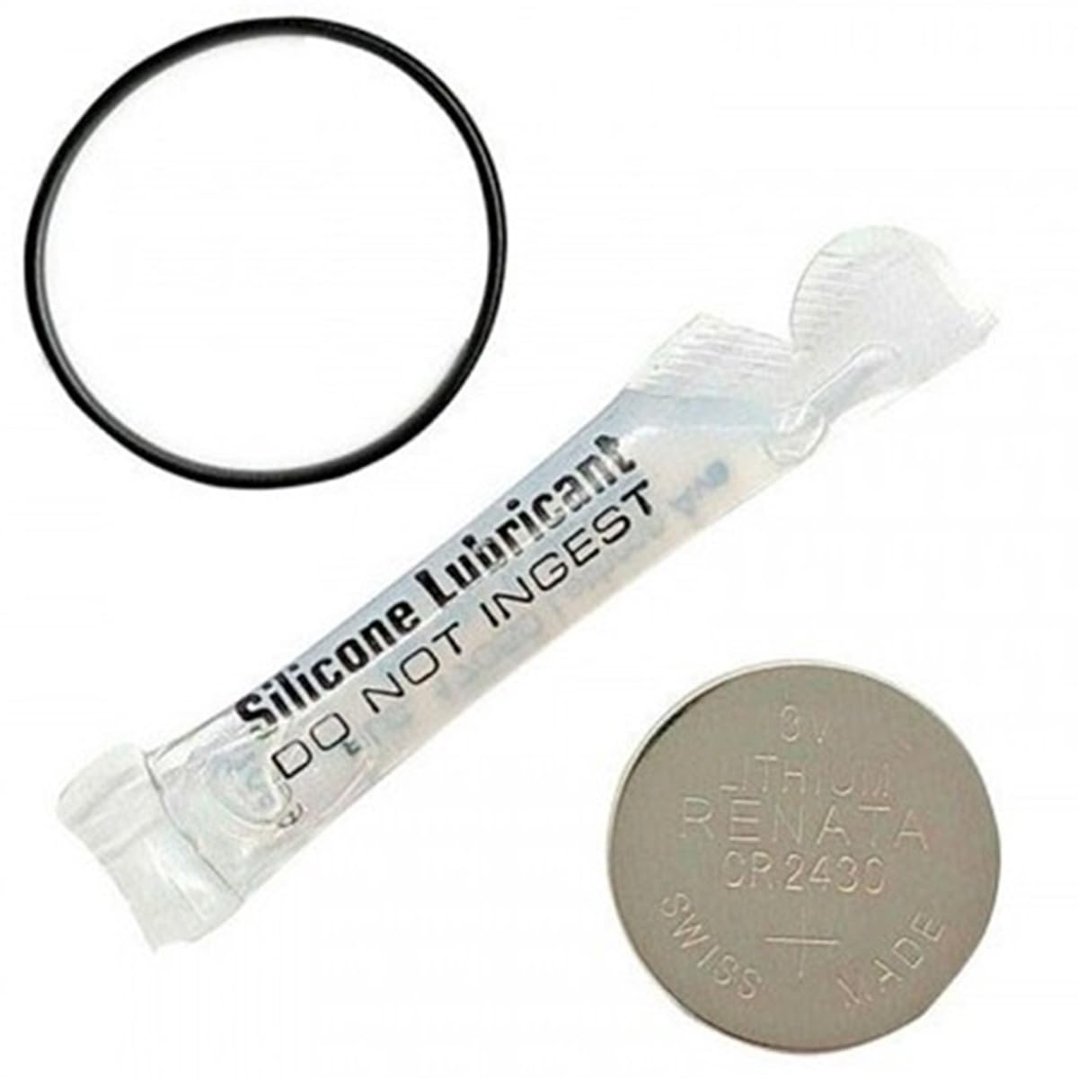 Aqualung i200 i200C i470TC Battery Kit contents including battery, O-ring, and lubricant