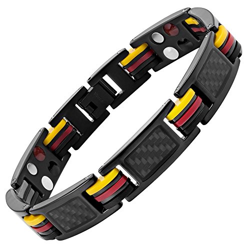 Preisvergleich Produktbild Willis Judd Männer schwarzes Titan Kohlenstofffaser Geranium Magnetarmband mit Geschenkbox