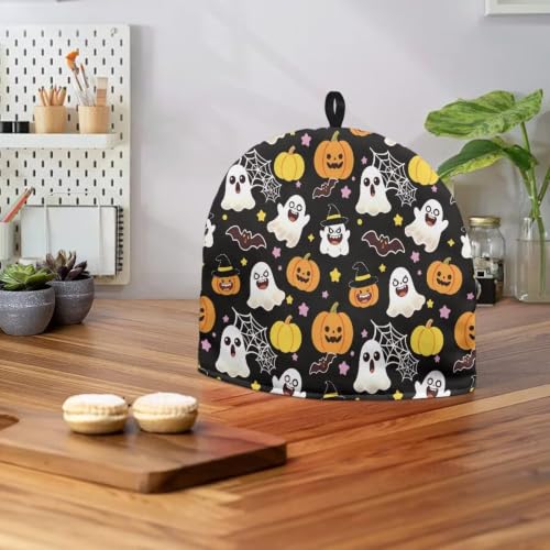 Image of Hudotybom Halloween Ghost Teapot Cozies Thermal Insulated Fabric Teapot Cozy Stain Resistant Tea Pots Covers with Hanging Loop Halloween Home Decor