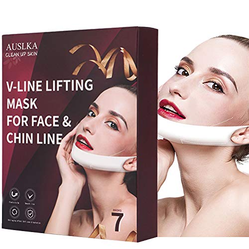 V Line Mask,Double Chin Reducer Chin Mask(7Pcs), V Shaped Face Lifting Chin Up Contour Tightening Firming Moisturizing Сollagen Chin Mask