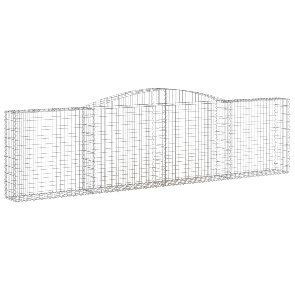 Yngbhfnop Silver Arched Gabion Basket 400X30x100/120 Cm Galvanised Iron Decorative Garden Barrier Sound-Insulating Retaining Wall Corrosion-Resistant Stable Construction For Backyard Patio