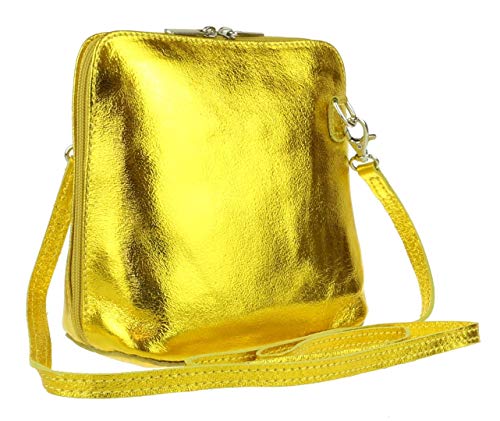 Girly HandBags Womens Metallic Genuine Leather Cross Body Shoulder Bag2