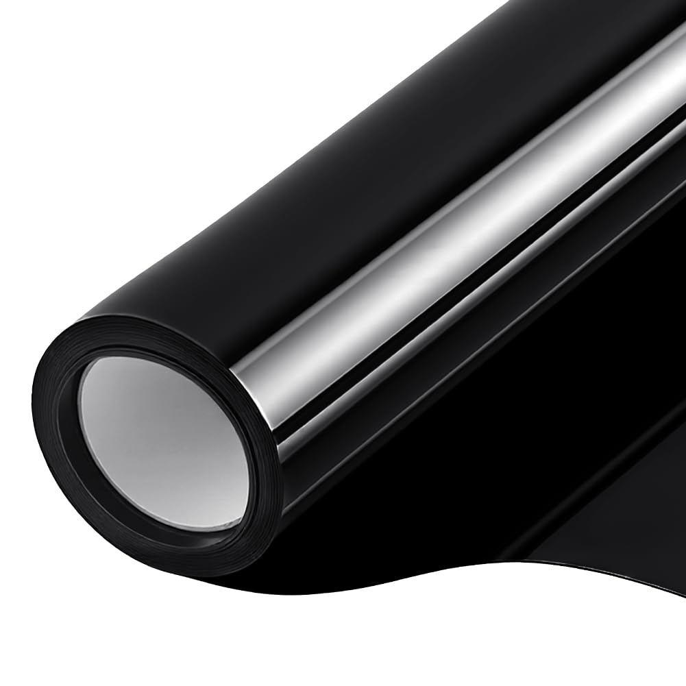 NUTKIT 43*400cm Blackout Window Film Privacy Film, with Adhesive,100% Shade