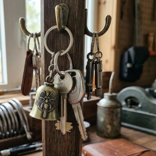 Image of OTTAVO Guardian Bell Keychain, Oxidized Copper, Tibetan Style, 5 cm Height, Good Luck Charm
