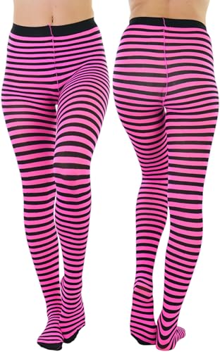 Image of ToBeInStyle Women's Thin Horizontal Stripe Opaque Tights Pantyhose - Regular or Plus