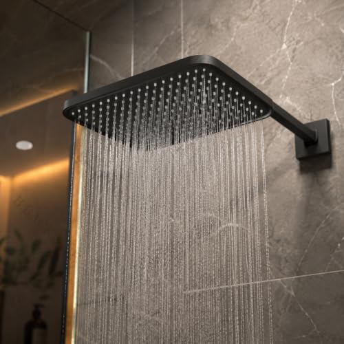 Backline High Pressure Rain Shower Head 30 x 21 cm, Matte Black R...