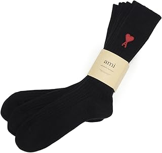 [アミ アレクサンドル マテュッシ] 24SSモデル ユニセックス ロゴ刺しゅう ソックス3Pセット【BLACK】 USC003.379 001 [並行輸入品]