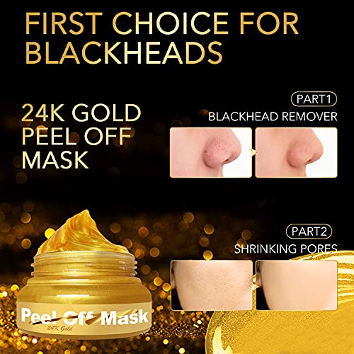 immetee Peel Off Face Mask, 24K Gold Facial Mask Blackhead Remover, Gold Peel Off Mask Anti-Aging, Reduces Fine Lines and Wrinkles, Golden Mask with Skin Care Serum & Brush 150g+20ml - Thumbnail 4