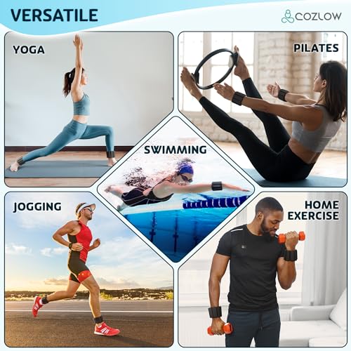 COZLOW Poids pour Chevilles et Poignets pour Hommes et Femmes (Lot de 2, 0,45 kg chacun), Bandes d'entraînement en Silicone pour Le Yoga, la Danse, la Course et la Gym – Image 4