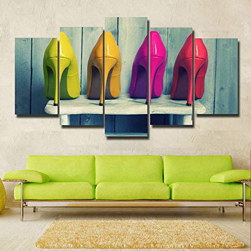 Tableau mural talons hauts colorés 5 pièces pour décoration salon