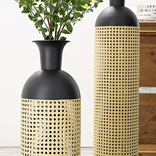 Set Of 2 Floor Metal Vase For Decor Hollow Out Boho Farmhouse Tall Flower Vase For Faux Flower Arrangement Large Elegant Glazed Metal Vase For Centerpiece/Table/Ground/Living Room Home Decor #TOP3