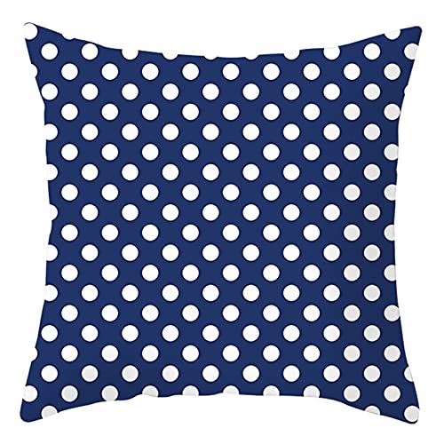 Lieson Throw Cushion Covers, 1Pcs 20x20 Pillow Case Kids Pillowcase Covers Blue White 50x50cm Polka Dot Pattern, Polyester