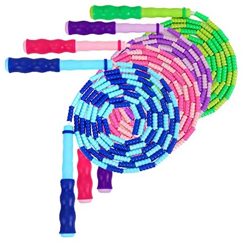 YOPAY 4 Pack 100 Inch(255cm) Soft Beaded Jump Rope, Adjustable Free Segmented Tangle Skipping Ropes for Women, Men Keeping Fit, Training, Workout, Weight Loss, Slim Body, Home Exercise Cover