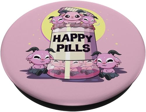Miniatura 2 de Pastel Goth Kawaii Lindo Happy Pills Baphomet PopSockets intercambiables PopGrip