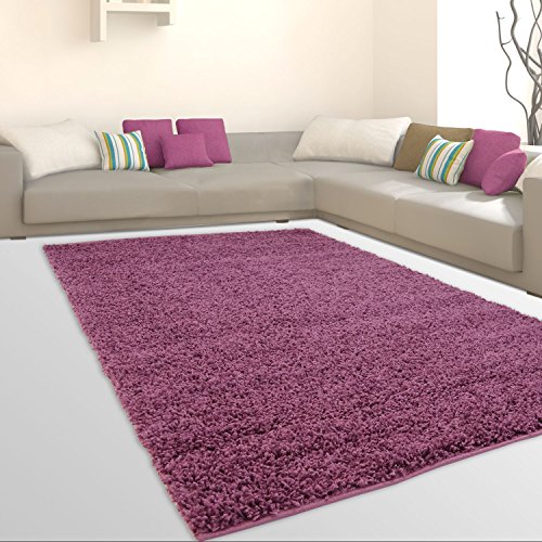 CC Uni-Light Shaggy Teppich Hochflor Samtweich Flokati Einfarbig Lila, Größe in cm:100 x 300 cm