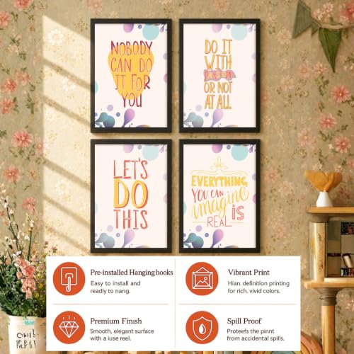 Image of PAINTINGMANTRA Motivational Wall Frames For Living room, Motivational Wall Art Quotes For Bedroom, Office And Study rooom, Set of 4, 9x13 Inch