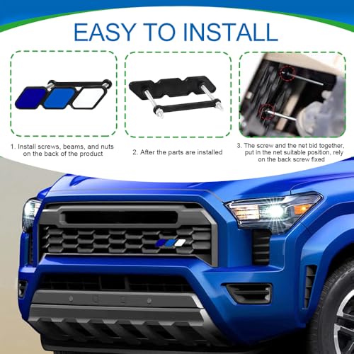 Image of Tri-Color Grille Decor Badge, Front Grill Emblem, Tri-Color Grille Badge Emblem Decoration Accessories, Grille Insert Trims Car Decor Fit for Tacoma 4Runner Tundra (Blue Gradient)