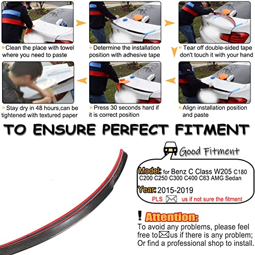 Mcarcar Kit C300 Carbon Fiber Trunk Spoiler For Mercedes Benz 2015-2021 C Class W205 Sedan Rear Boot Lid Highkick Wing Lip Factory Outlet #TOP5