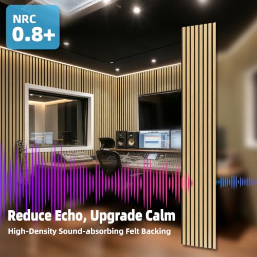 Image of Art3d 6-Piece Wood Acoustic Panels for Noise Reduction, 3D Textured Wall Paneling for Living Room Bedroom TV Background Interior Decor, Natural Oak