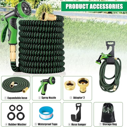 Funnity Manguera Jardin Extensible 22.5 Metros, Mangeras Jardineria Flexible con 10 Funciones Pistola, Boquilla Manguera Terraza Retractil Con 3/4" 1/2" Conector - imagen 2