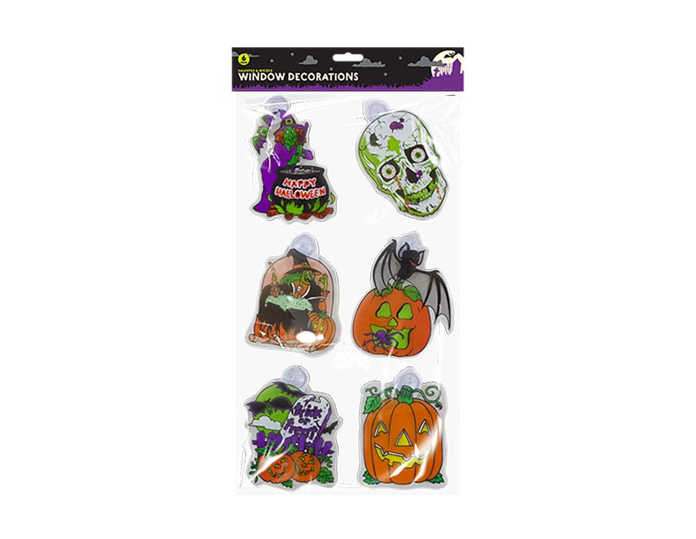 Gem Imports Halloween Assorted Stickers Window Decorations - Pack of 6