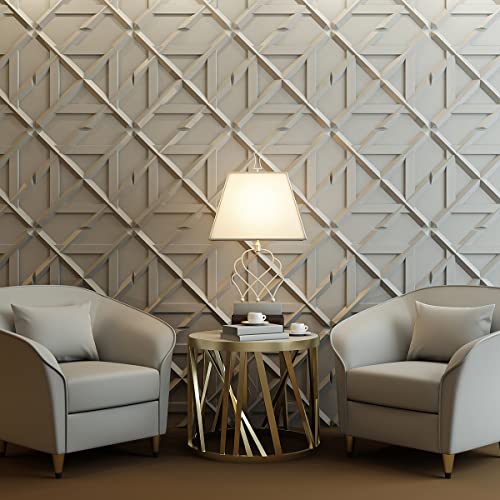 Image of Art3d Decorativ PVC Glue-Up 3D Wall Panel, 19.7 x 19.7 in, 12-Pack, White
