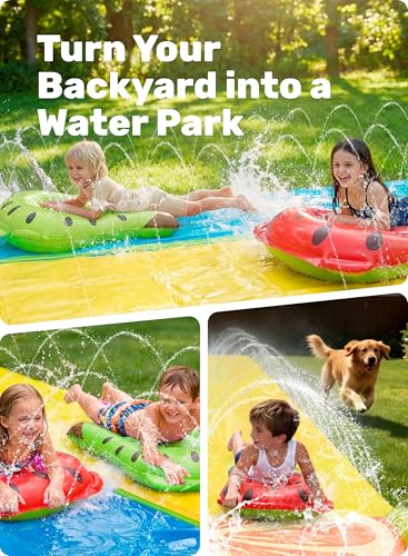 Sloosh Water Slides with 2 Inflatable Boards,22.5ft Double Lane Splash Slip Lawn Water Slide with Advanced Sprinklers Summer Toy for Kids Adults Fun Backyard Summer Outdoor, Orange - image 6