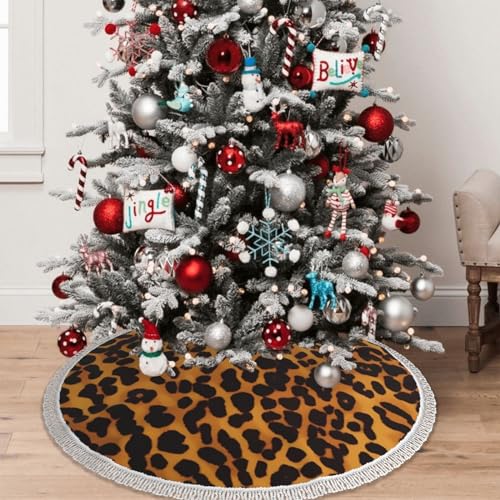 Jupe de sapin léopard 122 cm avec pampilles, tapis rustique et imperméable - 6