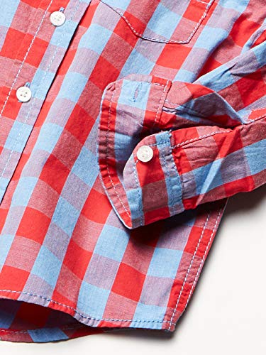 Tommy Hilfiger Boys' Baby Ellison Long Sleeve Woven Shirt, Fireside, 12 Months #TOP3