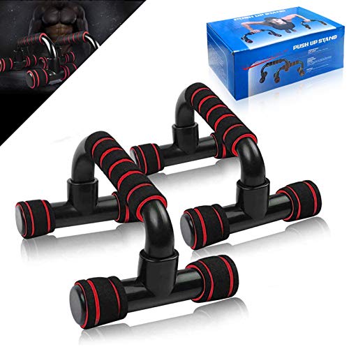 Flexiones,Push Up Bars,Flexiones Push up,Flexiones Pared,Manijas Soporte para Flexiones,Push up Bars de Brazo Entrenamiento,Rodilla Mat para Entrenamiento en Casa Ejercicios Fitness(Rojo Negro)