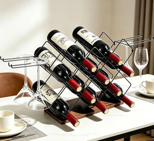 Countertop Wine Rack for 10 Bottle Freestanding Wine Bottle Holde...