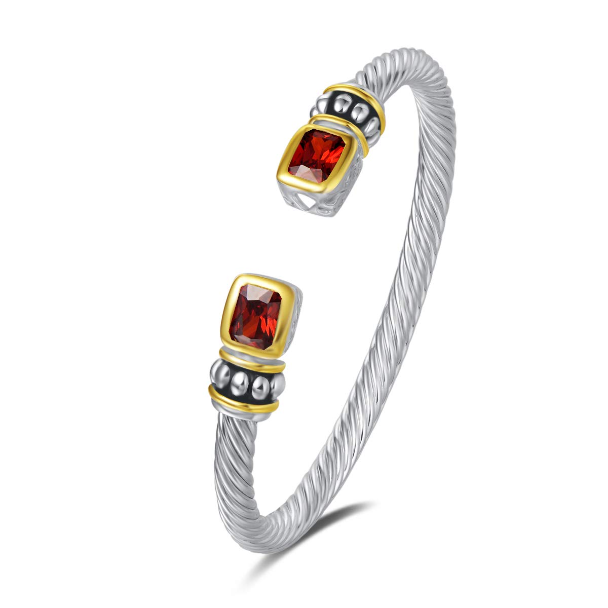 UNY Designer Inspired Jewelry 6x8 Radiant CZ Cable Wire Antique Bangle Elegant Beautiful