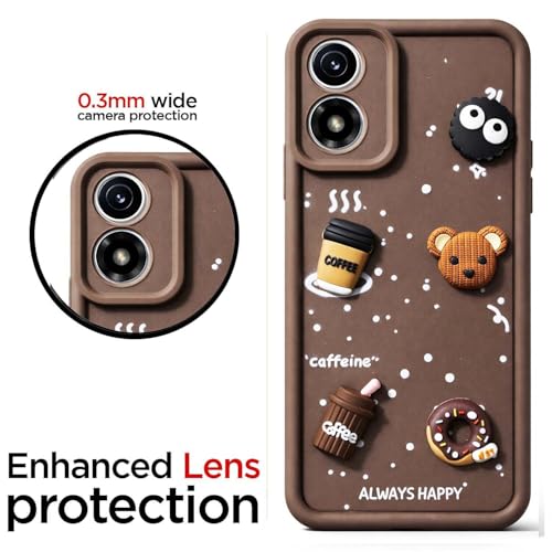 Image of Bintage Case Ball Bear| Donut| Milk Cake| Baby| Coffee Rubber Case Camera Protection Back Cover Compatible for Motorola Moto G04 - Brown