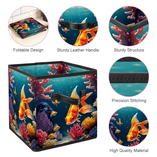 Panier de rangement durable pliable placard boîte tissu poisson - 5