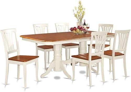 Miniatura 17 de East West Furniture NAAV7-SBR-LC - Juego de mesa y sillas de cocina de 7 piezas consta de una mesa de comedor rectangular con hojas de mariposa y 6