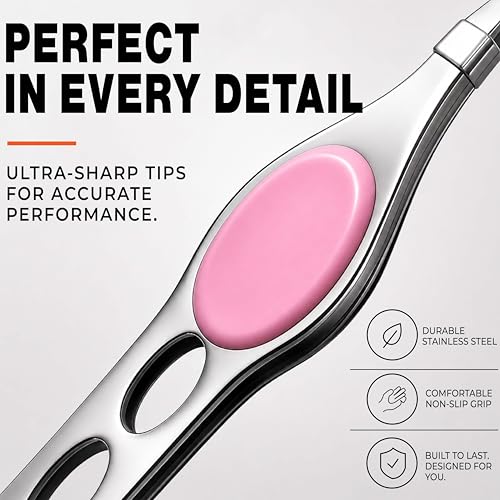 Image of Beaute Secrets Professional 3-Piece Tweezer Set with Travel Case | Wide Slant, Precision Point & Slant Tip Tweezers | Stainless Steel Eyebrow & Facial Hair Removal Kit