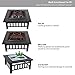 FIXKIT Outdoor Fire Pit Table with Grill, 32in Wood Burning Firepit with Spark Screen, Waterproof Cover, Metal Square Firepits for Backyard Garden Patio Bonfire Heating, Camping and BBQ