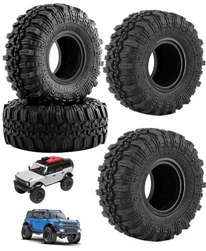 hopsupRC RC 1.0in Rubber Tires for 1/18 1/24 TRX4M,SCX24,FCX24 RC Crawler,RC Wheels Tires,(4PCS Black)