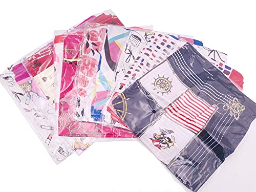 10PCS Women's Fashion Small Square Neck Scarf Satin Scarf Mixed Neck Head Scarf Neckerchief Mixed Pattern & Colors Fashion Accessory Set 19.7" x 19.7" (Color Random)3