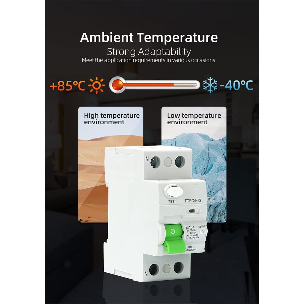 AC 2P 6KA RCCB RCD 230V Interruptor Diferencial Interruptor de Seguridad Interruptor de Seguridad TORD4-63, 2P 16A 10MA