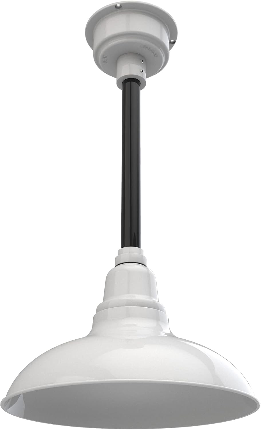 Cocoweb 12" Dahlia Pendant Barn Light in White with Adjustable Down Rod in Black