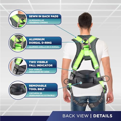 Image of Palmer Safety Hammerhead 5pt Safety Harness Back Padded, QCB Chest, Tongue Buckel Legs Straps, Back & Side D-Rings
