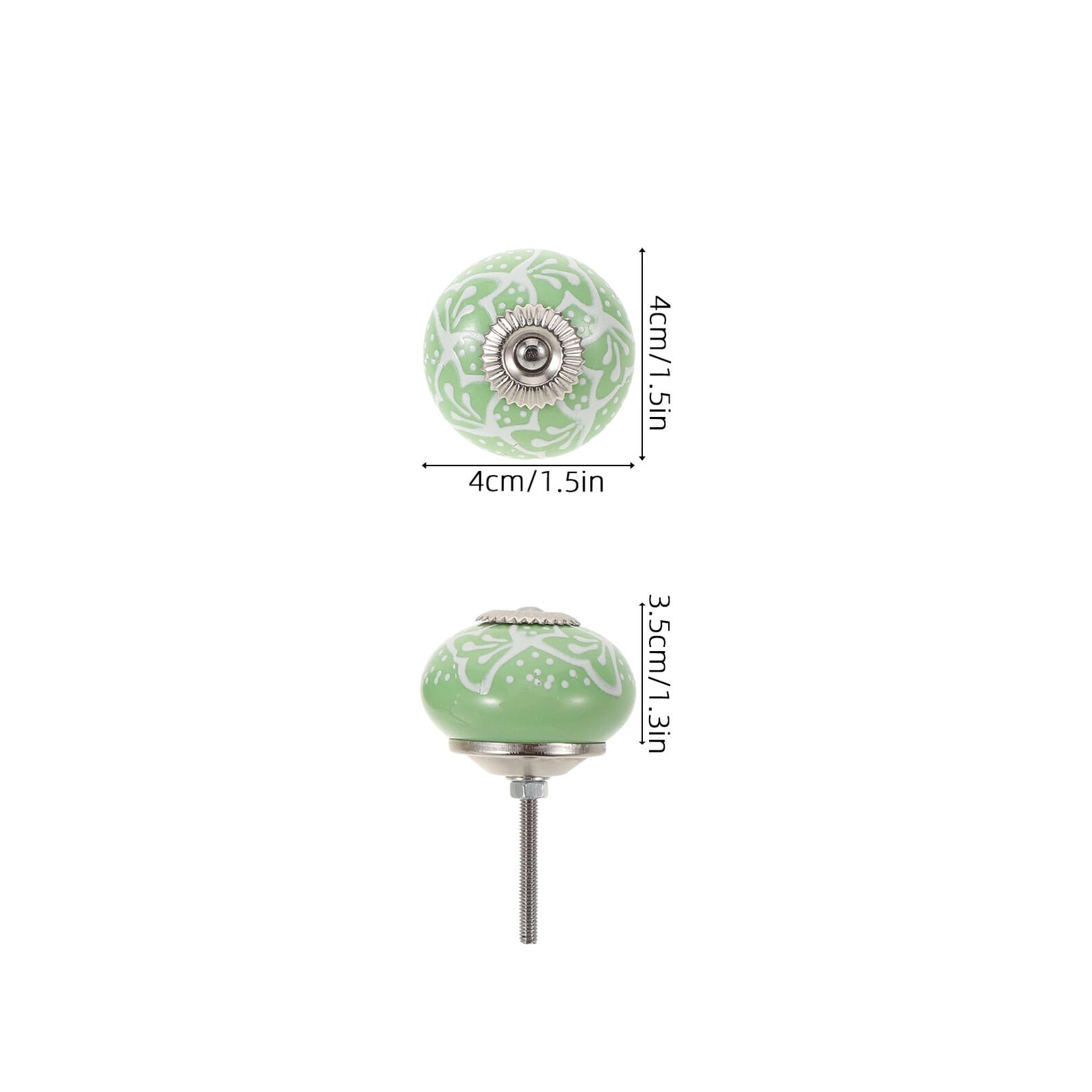10 Pezzi Pomelli in Ceramica Verde Stampati Manopole Rotonde Resistenti per Armadi e Mobili Cucina Maniglie Decorativi per Comò e Armadietti con Viti Incluse