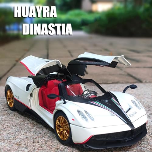 Image of FEXXA 🏎️ Exclusive Alloy Metal Pull Back Die-cast Car Model with Sound Light Mini Auto Toy for Kids Metal Model Toy Car with Sound and Light (1.24 Scale Pagani -White)