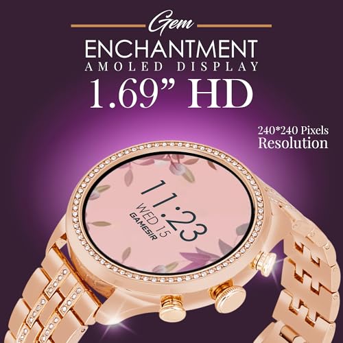 Image of GameSir GenDiva Smartwatch for Women with Bluetooth Calling, 1.69 inch AMOLED Display, 100+ Sports Modes, Health & Sleep Monitor, Voice Assistant, IP68 Waterproof, Long Battery Life, (Diamond Gold)