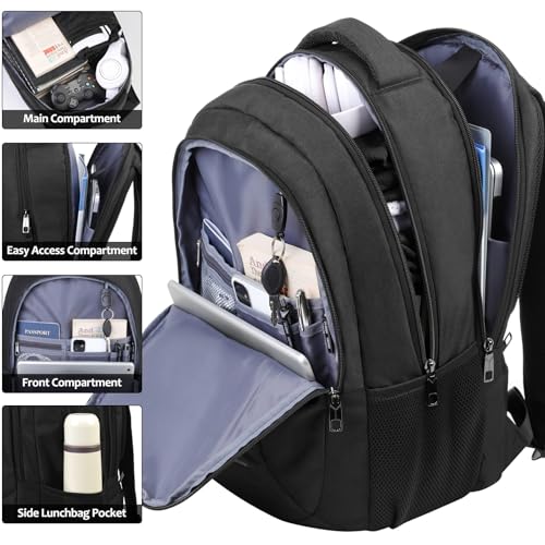 Image of BIKROD Backpack for Men and Women, School Backpack for Teens | Black Backpack for Boys Fits 15.6 Inch Laptop, Water Resistant Travel College Bookbag